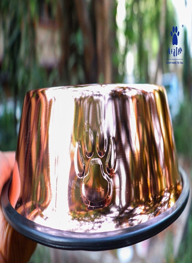A+a Pets' Premium Stainless Steel Rose Gold Colour Food and Water Feeding Bowl for Dogs & Cats, Non Slip (Rose Gold, Large, 900ml) - Image 1